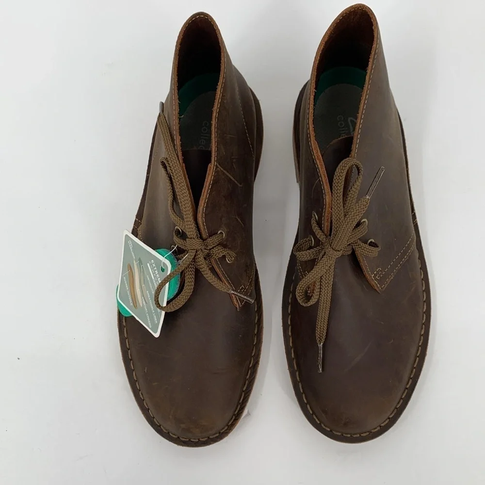 Clarks Bushacre Chukka ankle boot shoe oiled brown leather distressed men 8.5
